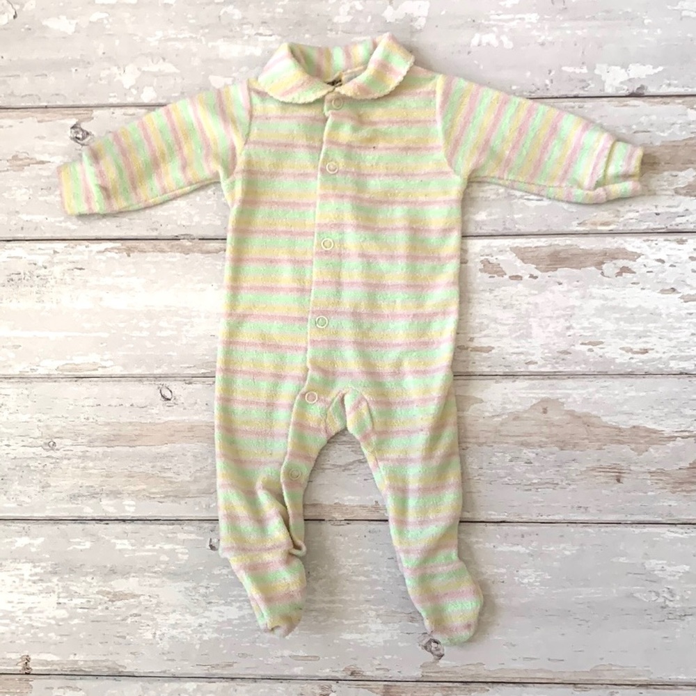 Vintage Carters Newborn Footie Sleeper One Piece Pajamas Baby Stripes Outfit NB